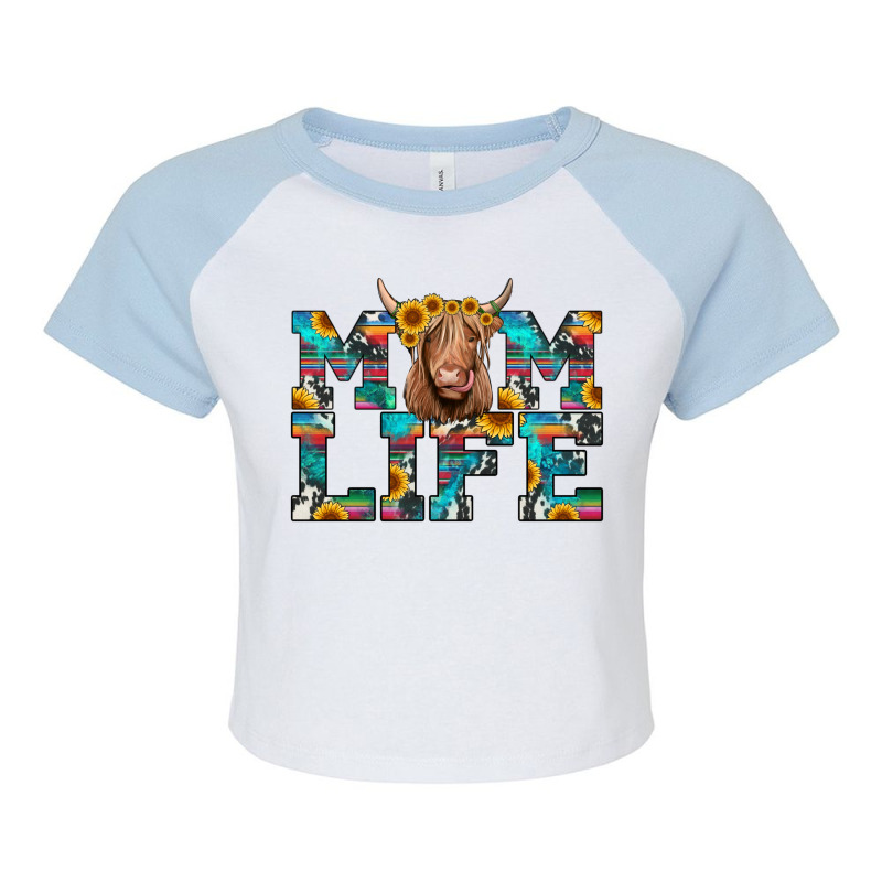 Mom Life Highland Cow Raglan Crop Top | Artistshot