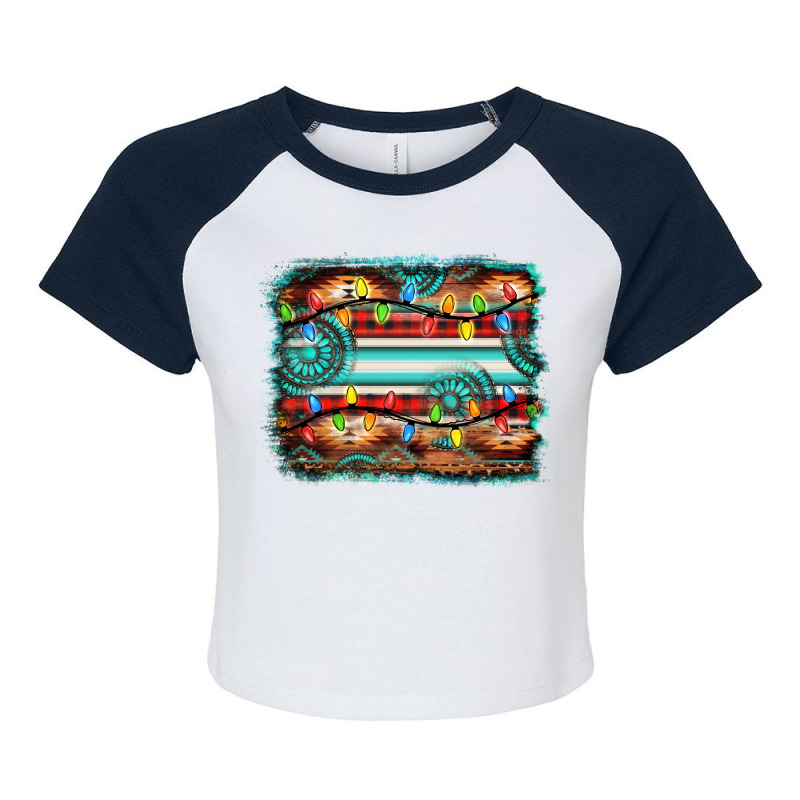 Turquoise Aztec Serape Christmas Background Raglan Crop Top | Artistshot