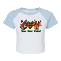 Peace Love Rudolph Raglan Crop Top | Artistshot