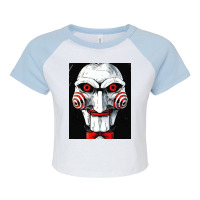 Scary Face Raglan Crop Top | Artistshot