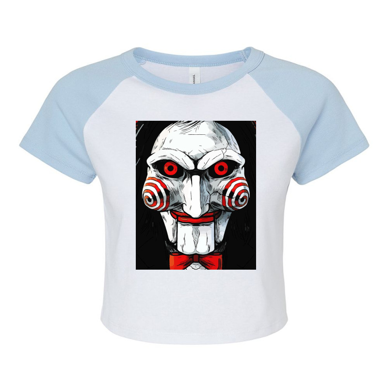 Scary Face Raglan Crop Top by hugo chanavaro | Artistshot