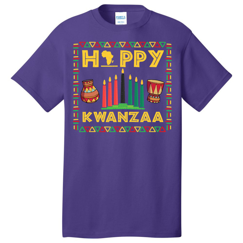 Happy Kwanzaa Kinara Candles Principles African American T Shirt Basic T-shirt by MleczynskiShae | Artistshot