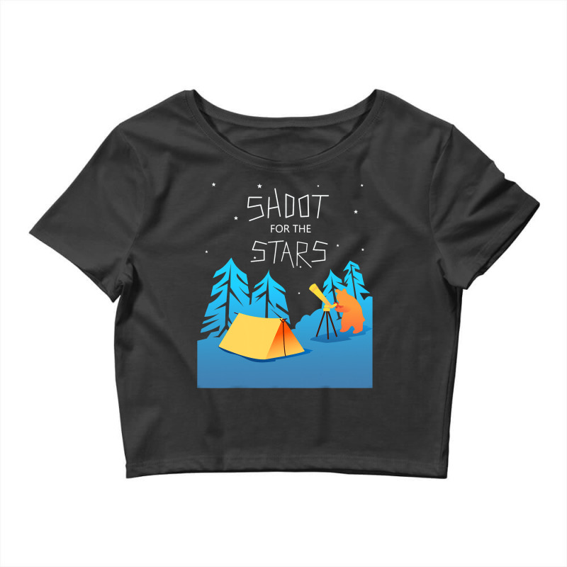 Stargazing Bear Funny Camping Telescope Astronomy Crop Top by MADISONJOHNSTONS | Artistshot