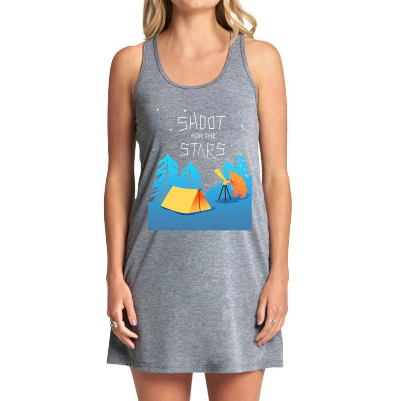 Stargazing Bear Funny Camping Telescope Astronomy Tank Dress by MADISONJOHNSTONS | Artistshot