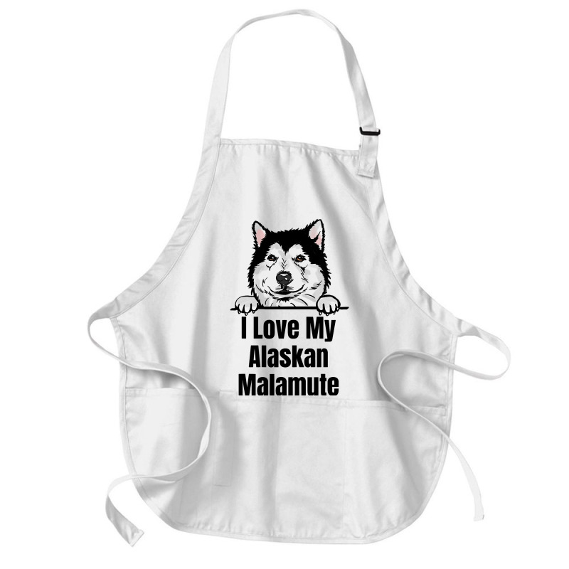 I Love My Alaskan Malamute Dog Breed Fun Dog Lover Medium-length Apron | Artistshot