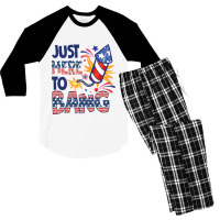 Funny Firecracker 4th Of July Im Just Here To Bang Men's 3/4 Sleeve Pajama Set | Artistshot