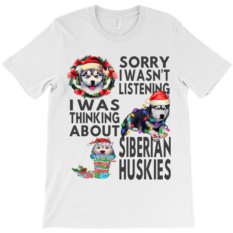 Funny Christmas Siberian Husky Santa Hat Dark Pupp T-shirt | Artistshot