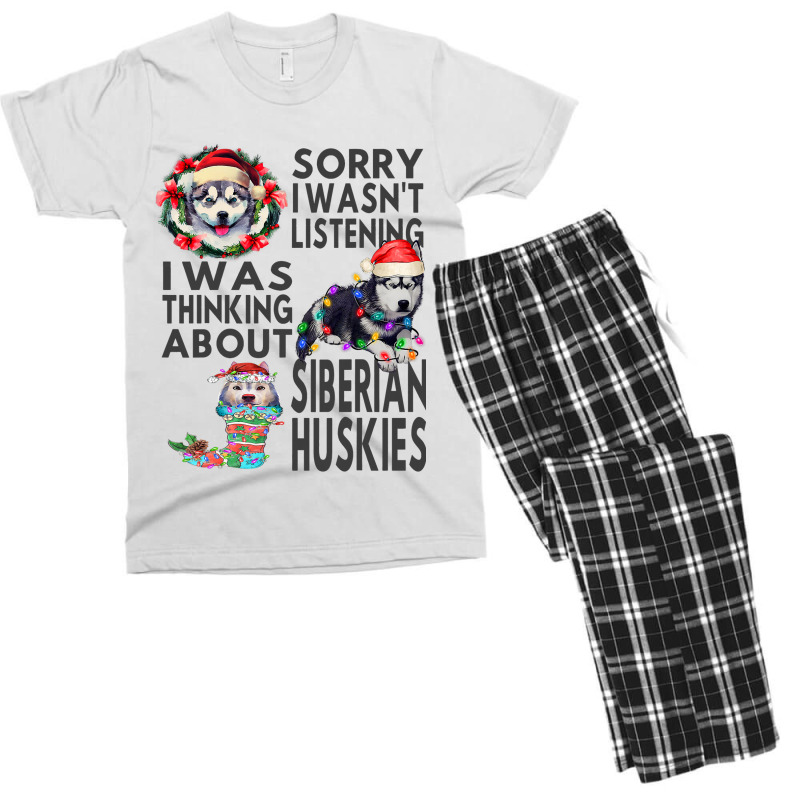 Funny Christmas Siberian Husky Santa Hat Dark Pupp Men's T-shirt Pajama Set | Artistshot