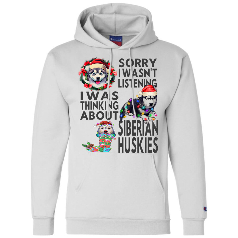 Funny Christmas Siberian Husky Santa Hat Dark Pupp Champion Hoodie | Artistshot