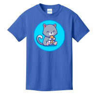 Cute Cat Holding Fish Cartoon Basic Youth T-shirt | Artistshot