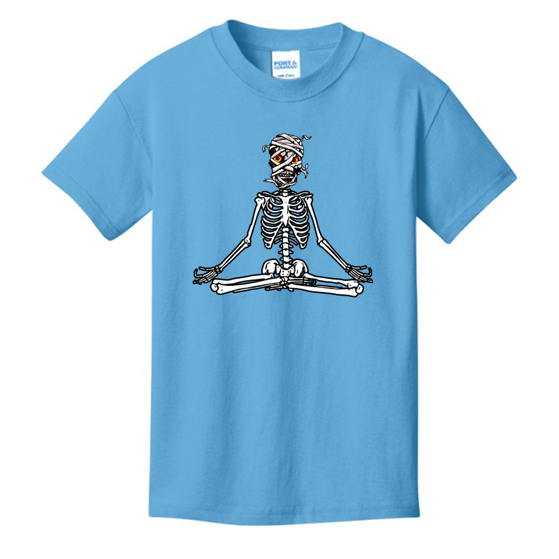 Halloween Skeleton Mummy Meditation Basic Youth T-shirt by Donkey Apparel | Artistshot