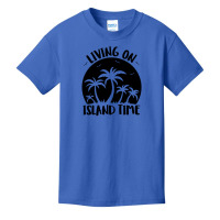 Living On Island Time Palm Trees And Sunset Black Basic Youth T-shirt | Artistshot