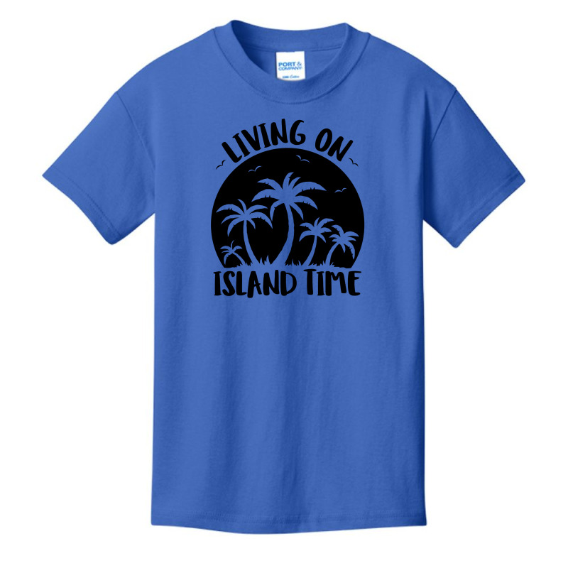 Living On Island Time Palm Trees And Sunset Black Basic Youth T-shirt by satekiong | Artistshot