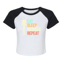 Eat Sleep Repeat T  Shirt Eat Sleep Ukulele Repeat Ukulele Headstock R Raglan Crop Top | Artistshot