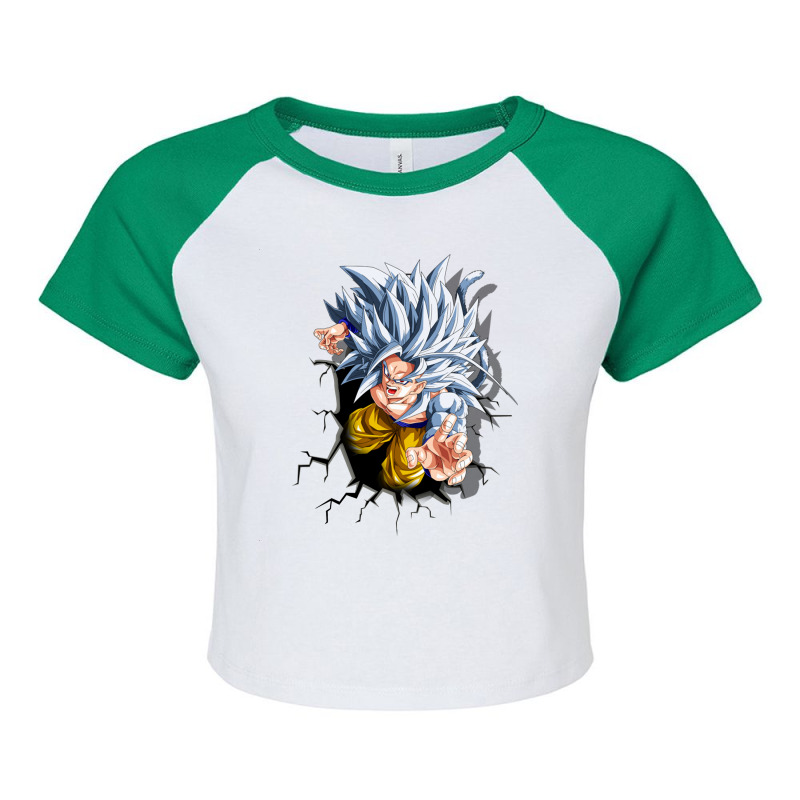 Dragon Ballz Saiyan 3 Raglan Crop Top by Rosiana | Artistshot