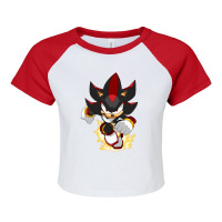 Black Super Hedgehog Running Forward Raglan Crop Top | Artistshot