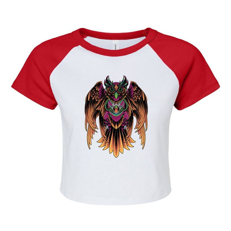 Cyborg Owl Raglan Crop Top | Artistshot