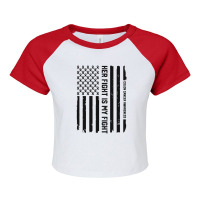 Her Fight American Flag Colorectal Bowel Colon Cancer Awareness Raglan Crop Top | Artistshot