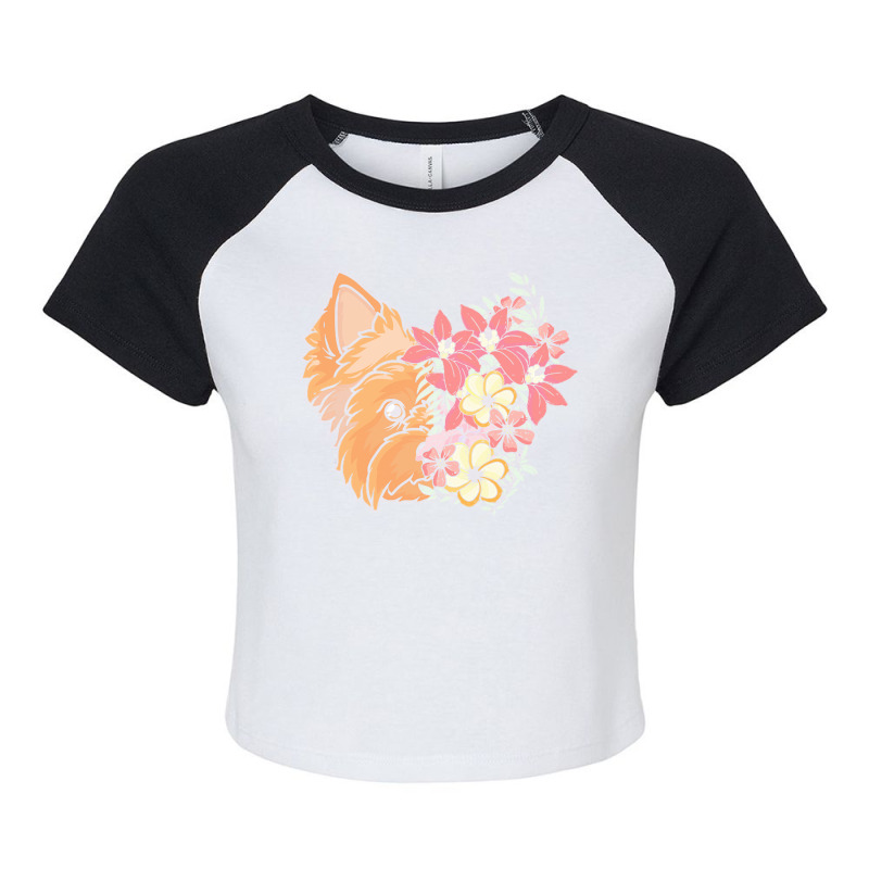 Yorkie T  Shirt Yorkshire Terrier With Flowers T  Shirt Raglan Crop Top by catherinechamplin317 | Artistshot