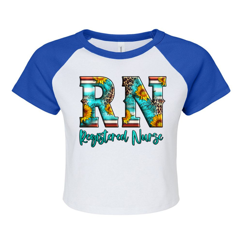 Registered Nurse Serape Turquoise Leopard Sunflowers Raglan Crop Top | Artistshot