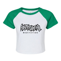 Newantisocial Meditation Font Raglan Crop Top | Artistshot