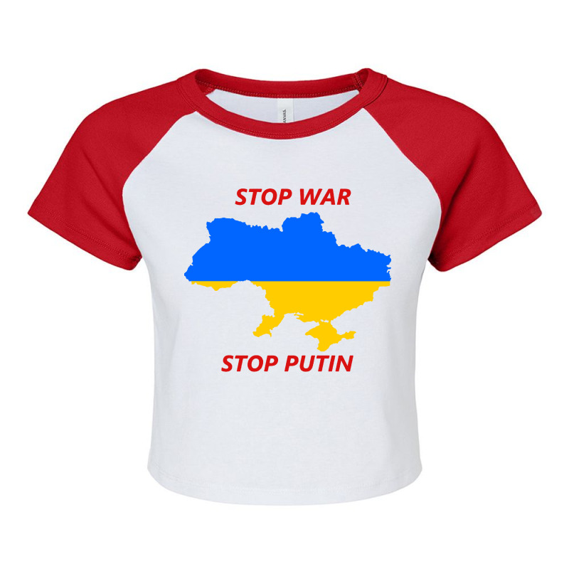 Stop War Stop Putin Raglan Crop Top | Artistshot