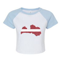 Latvia Map Flag Drawing Line Art Raglan Crop Top | Artistshot