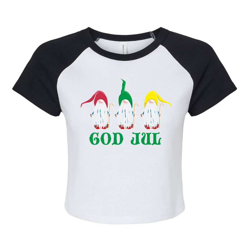 God Jul Scandinavian Christmas There Swedish Magical Gnomes In Funny H Raglan Crop Top by AsopArt | Artistshot