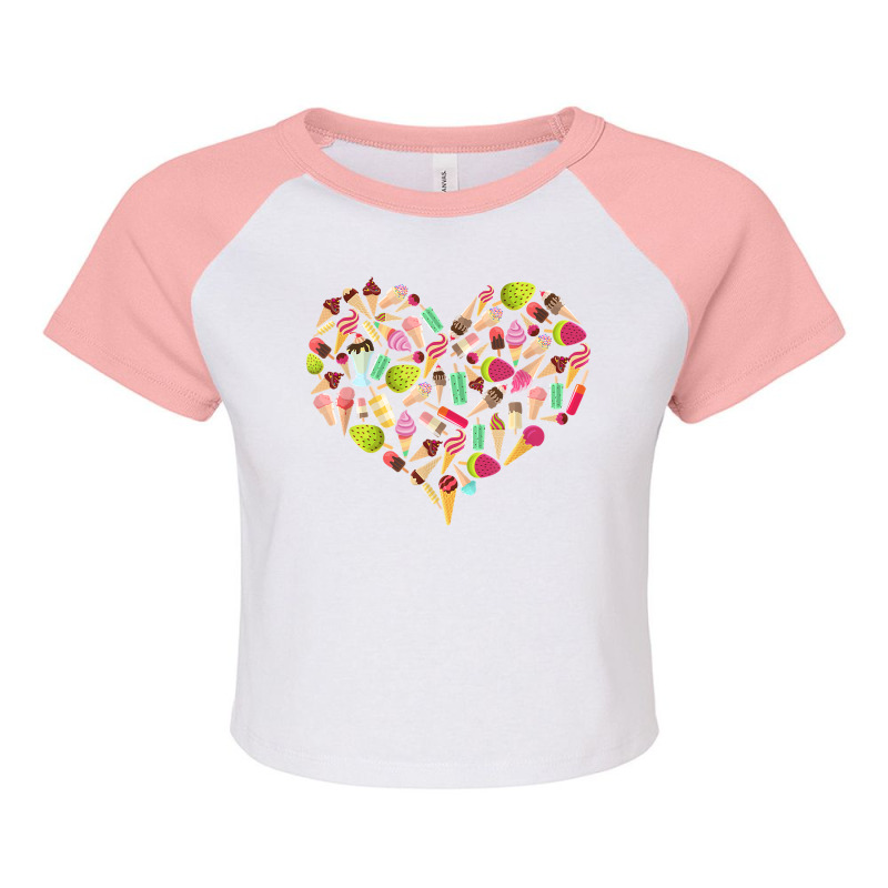 Ice Cream Heart Funny Summer Ice Cream Lover Ice Cream Heart T Shirt Raglan Crop Top by keishawnredner | Artistshot