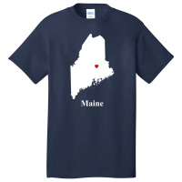 Maine Love Map Basic T-shirt | Artistshot