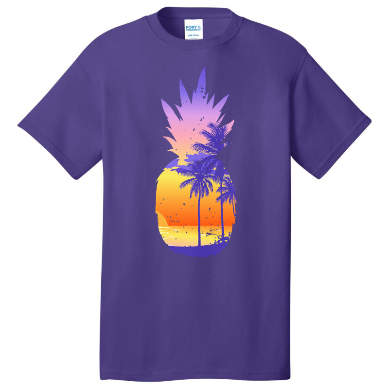 Beach Vibes T  Shirt Vintage Pineapple Sunset Surf Aloha Beach T  Shir Basic T-shirt | Artistshot