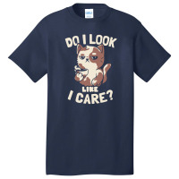 Do I Look Like I Care   Lazy Cute Coffee Cat Gift Basic T-shirt | Artistshot