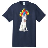 White Shepherd T  Shirt White Swiss Shepherd With Ballons Gift T  Shir Basic T-shirt | Artistshot