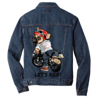 Funny Pug Dog Pug On A Motorcycle Lets Ride Men Denim Jacket | Artistshot