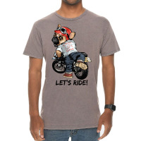 Funny Pug Dog Pug On A Motorcycle Lets Ride Vintage T-shirt | Artistshot