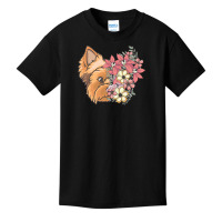 Yorkie T  Shirt Yorkshire Terrier With Flowers T  Shirt Basic Youth T-shirt | Artistshot