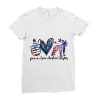 Funny Peace Love Boston Terrier Tie Dye 4th Of Jul Ladies Fitted T-shirt | Artistshot