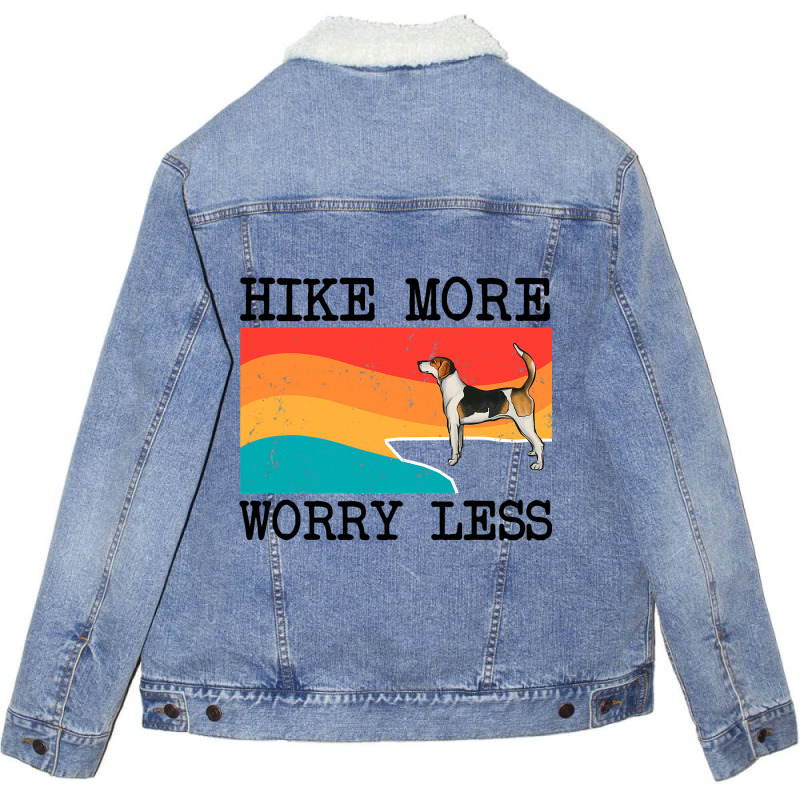 Hike More Worry Less English Foxhound Graphic Hiki Unisex Sherpa-Lined Denim Jacket by NariahPringl | Artistshot