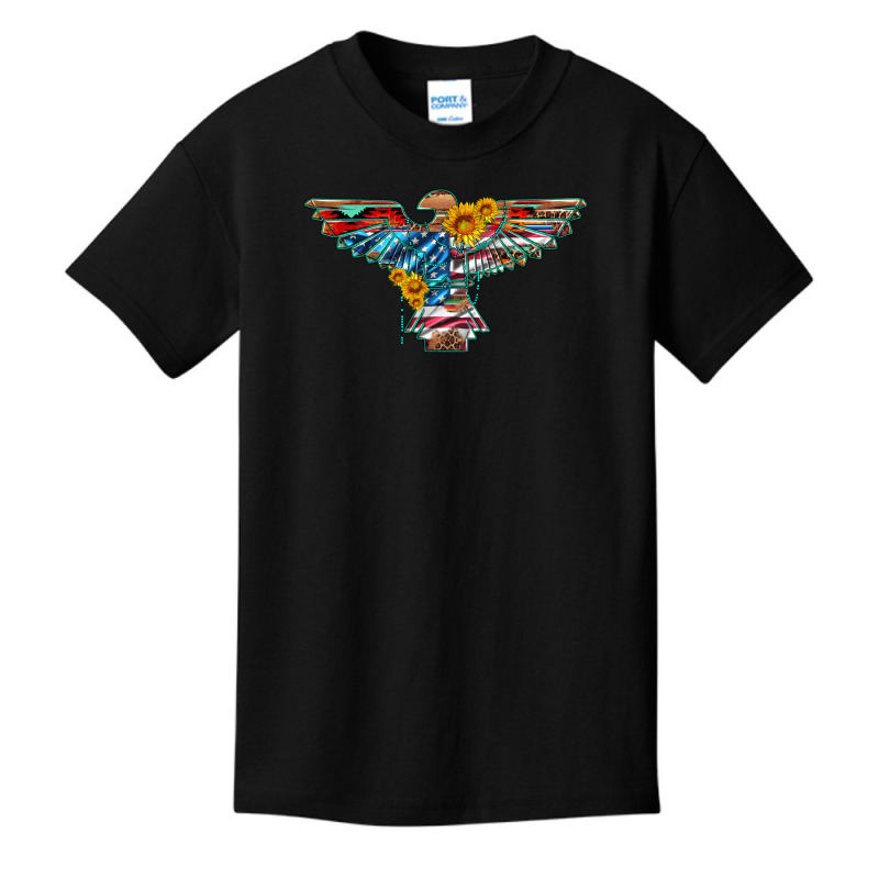 Thunderbird With Usa Flag And Sunflowers Basic Youth T-shirt | Artistshot