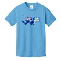 Falkland Island Malvinas Flag Map Drawing Line Art Basic Youth T-shirt | Artistshot