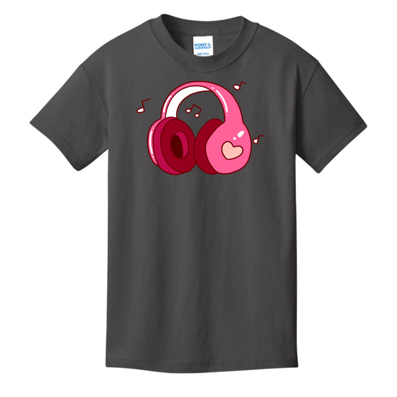 Pink Headphones Basic Youth T-shirt by ilal12 | Artistshot