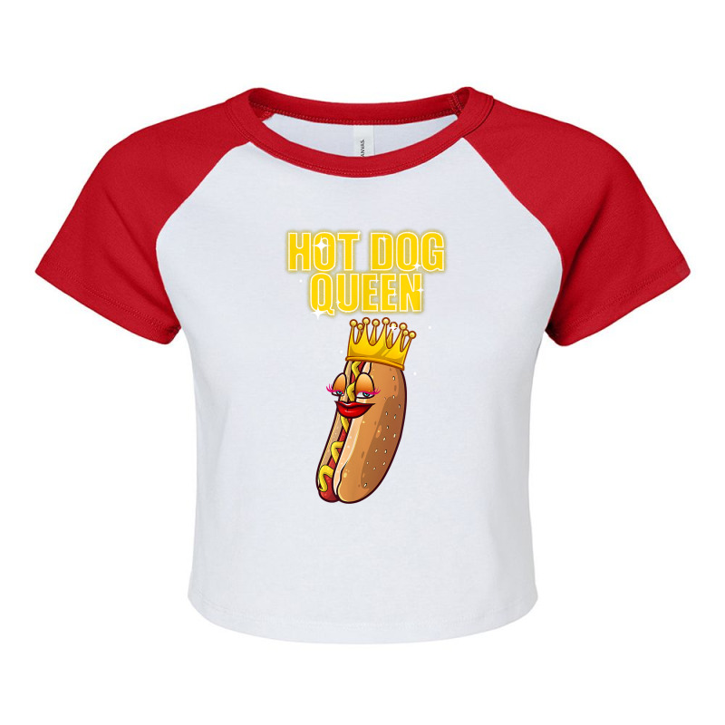 Funny Hot Dog For Women Girls Grilled Wiener Sausage Buns T Shirt Raglan Crop Top by TeaMenShop | Artistshot