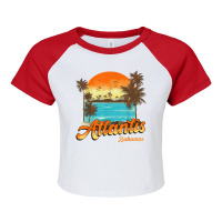 Atlantis Bahamas Beach Summer Vacation Palm Sunset T Shirt Raglan Crop Top | Artistshot