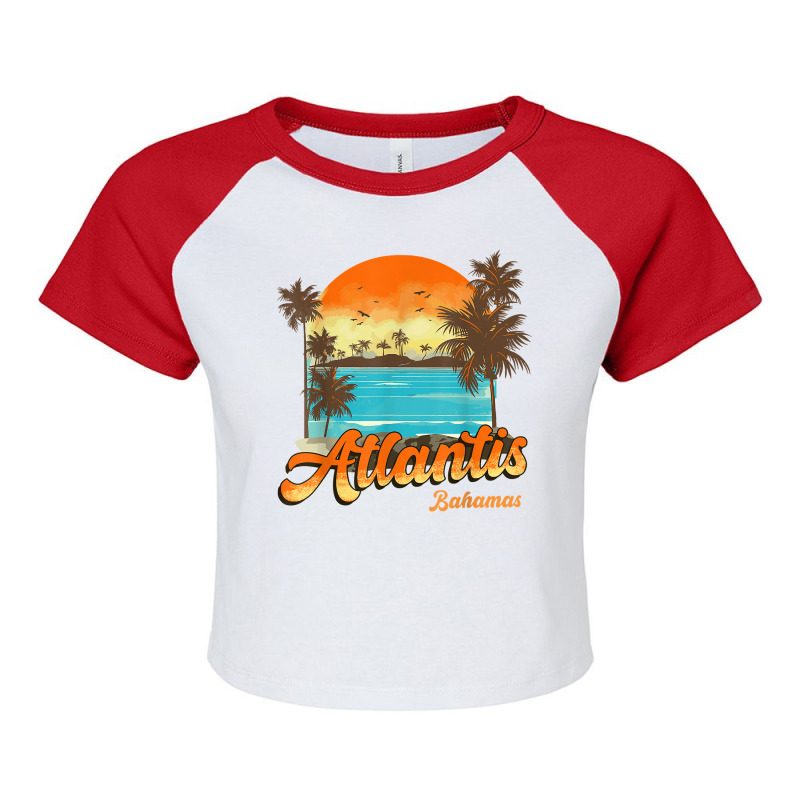 Atlantis Bahamas Beach Summer Vacation Palm Sunset T Shirt Raglan Crop Top by lissuttie | Artistshot