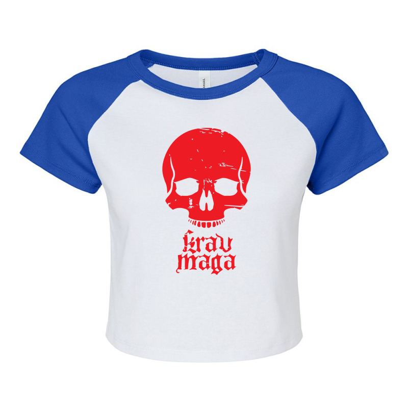 Distressed Krav Maga Skull Raglan Crop Top by gunungduwure | Artistshot