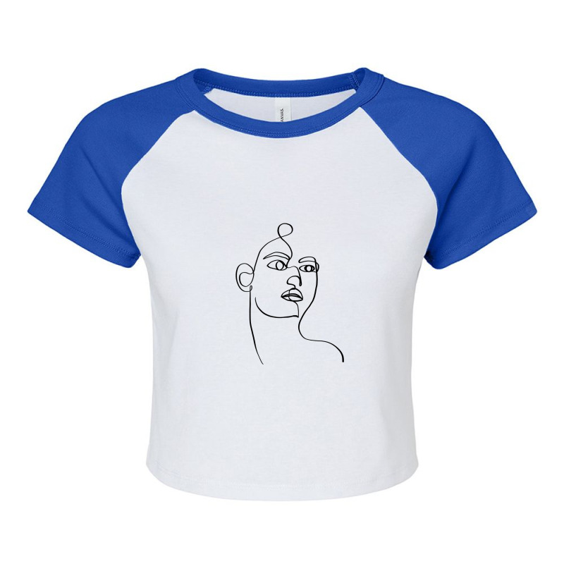 Beautiful Women One Line Art Raglan Crop Top by Doodle Intent | Artistshot