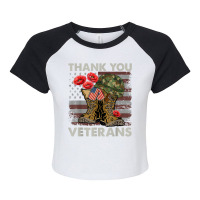 Thank You Veterans Combat Boots Poppy Flower Us Flag T Shirt Raglan Crop Top | Artistshot