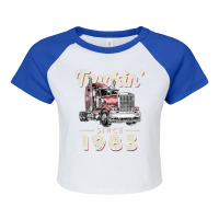 Womens Truckin Since 1983 Trucker Big Rig Driver 39th Birthday V Neck Raglan Crop Top | Artistshot