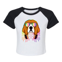 Beagle Dog Music Beagle Dj With Headphones Musical Dog Lovers 3 Beagle Raglan Crop Top | Artistshot