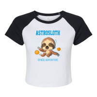 Bear Sloth Astronaut Space Adventure Cartoon Hand Drawing 278 Polar Pa Raglan Crop Top | Artistshot